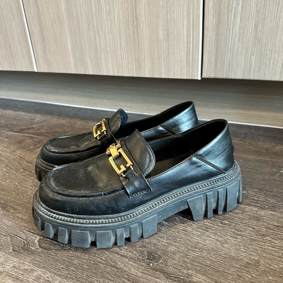 Shoes - Black Platform Chunky Loafers